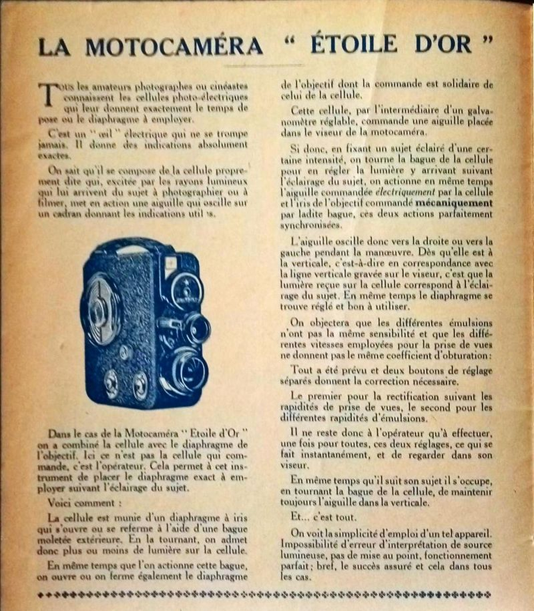 Article Motocaméra Etoile d'Or - avril 1938 - Le Cinéma chez soi