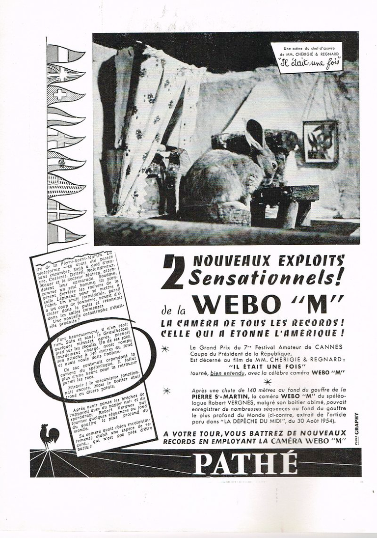 Caméras Webo M 9,5 mm ou 16 mm - novembre 1954