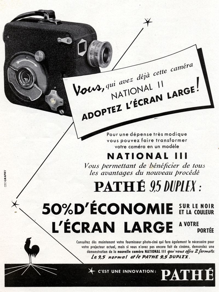 Caméras Pathé 9,5 National II, National III Duplex - 1955