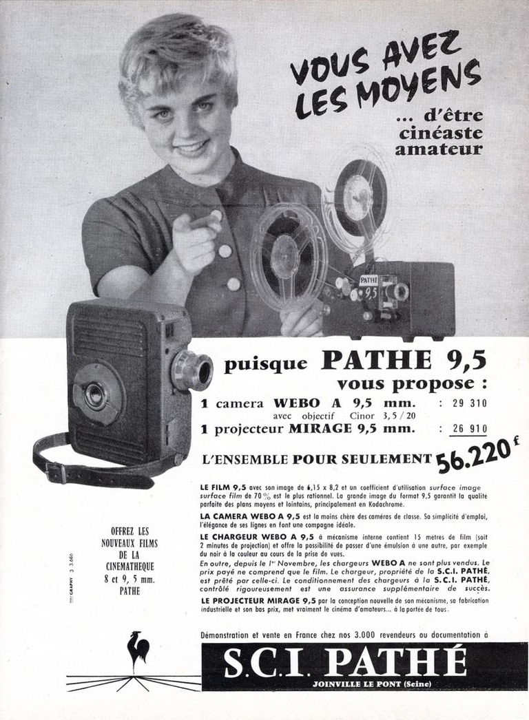 Caméra Pathé Webo A 9,5 - Projecteur Mirage 9,5 - juillet 1957 - Photo-Cinéma
