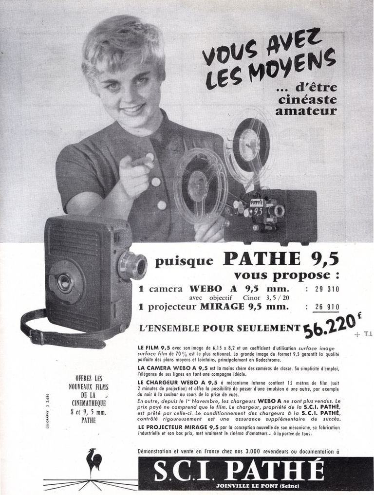 Caméra Pathé Webo A 9,5 - Projecteur Mirage 9,5 - 1958