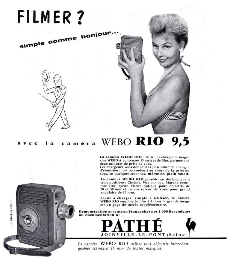 Caméras Pathé Webo Rio 9,5 - avril 1958 - Photo-Cinéma