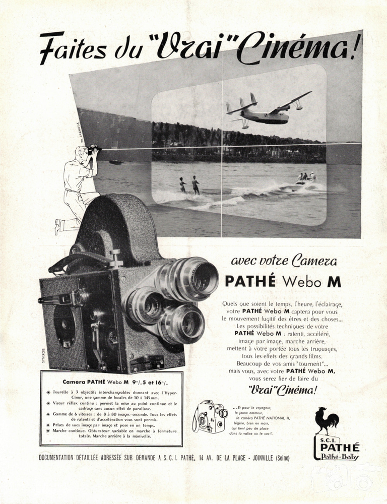 Pathé - Caméra Webo M 9,5 mm ou 16 mm - Pathé Ciné Revue nouvelle série n°1 - Eté 1952