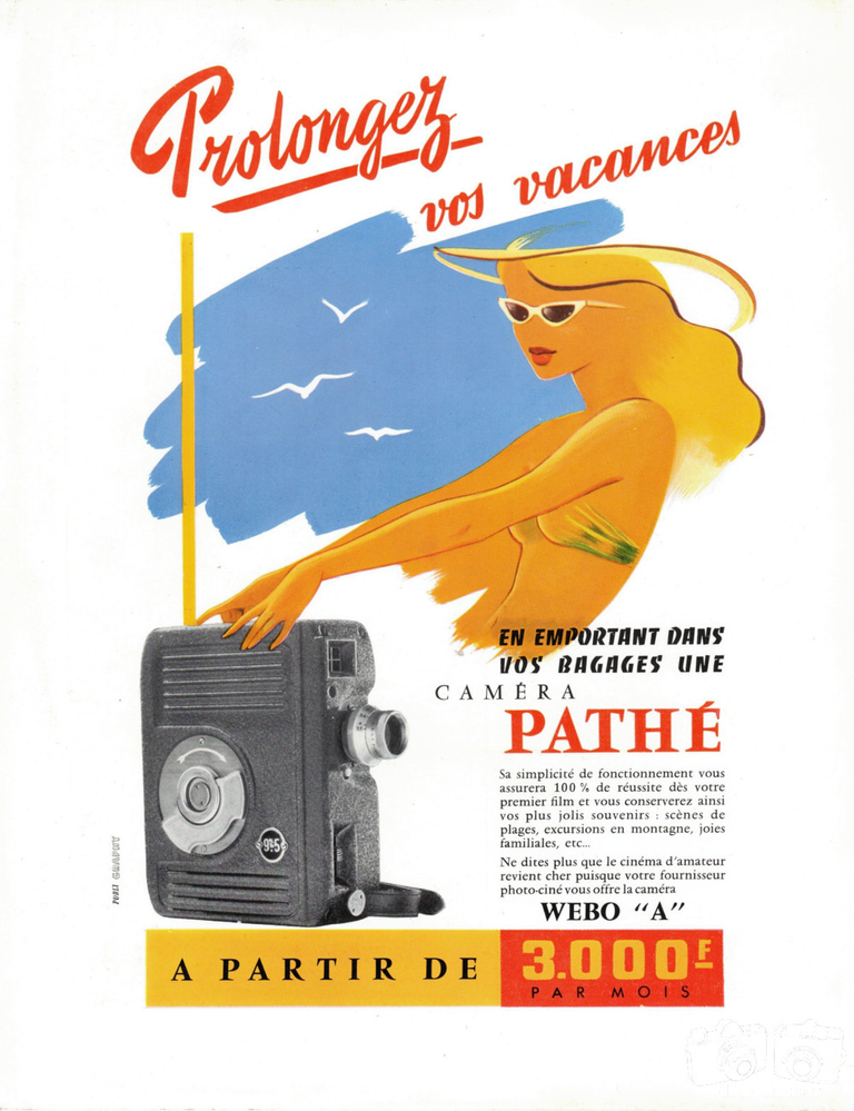 Pathé - Caméra Webo A 9,5 mm - Pathé Ciné Revue nouvelle série n°9 - Eté 1954