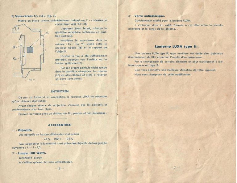 Mode d'emploi - Luxa - 1948 - pages 6 et 7