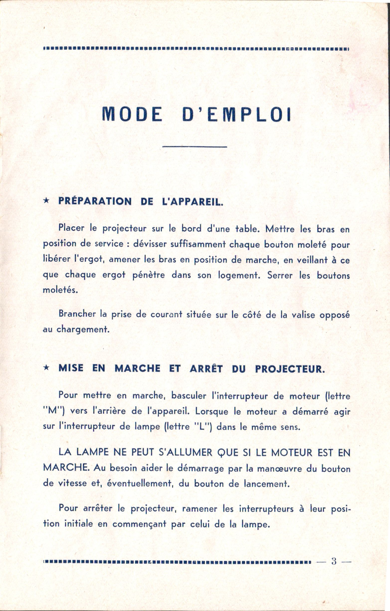 Projecteur Pathé-Baby 53 - Notice 00