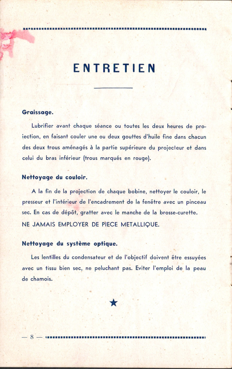 Projecteur Pathé-Baby 53 - Notice 00