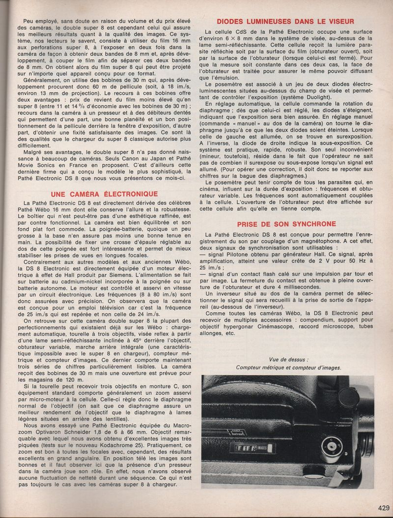 Article - Caméras Pathé electronic Duolight DS 8 - septembre 1975 - Photo-Revue page 2