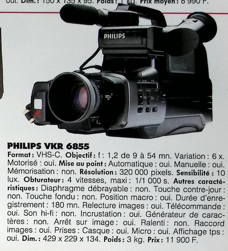 Philips caméscope VHS-C VKR 6855 - Photo - février 1991