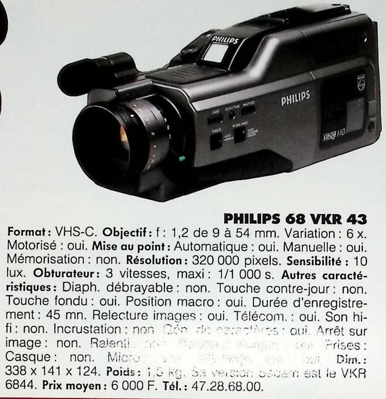 Philips caméscope VHS-C VKR 43 - Photo - février 1991