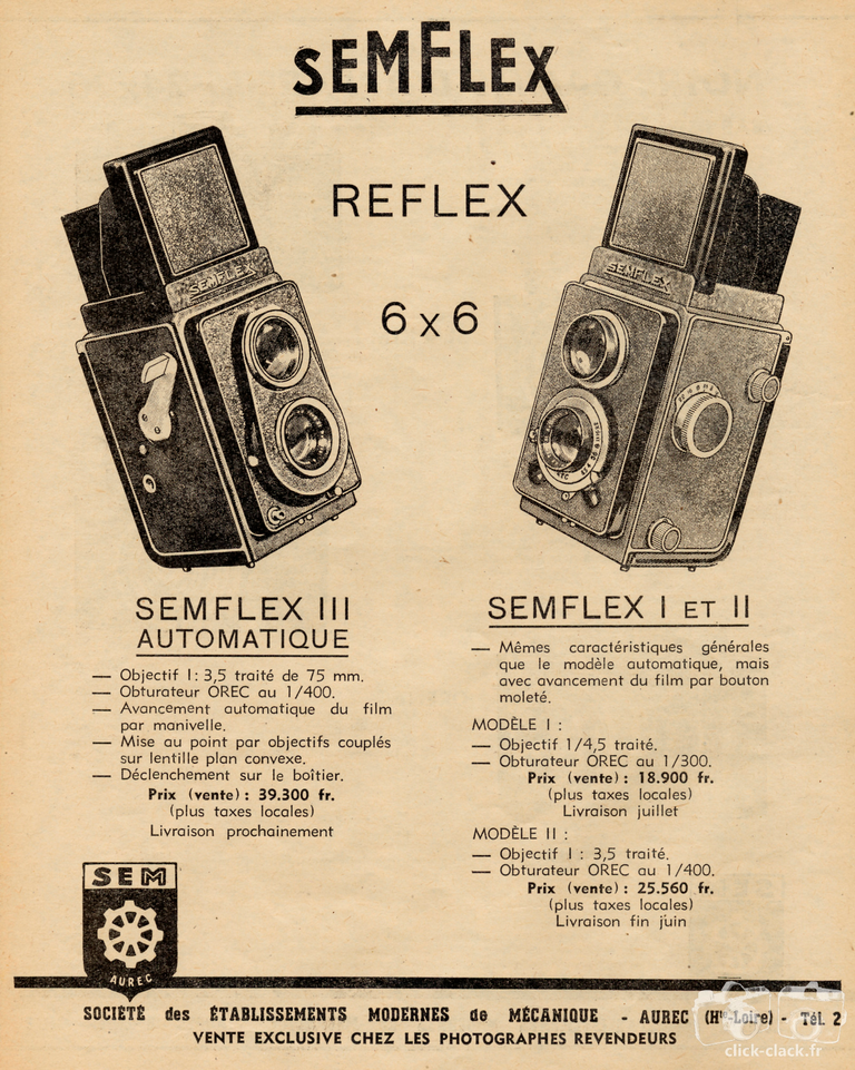 SEM - Semflex III automatique, Semflex I, Semflex II  - 1949