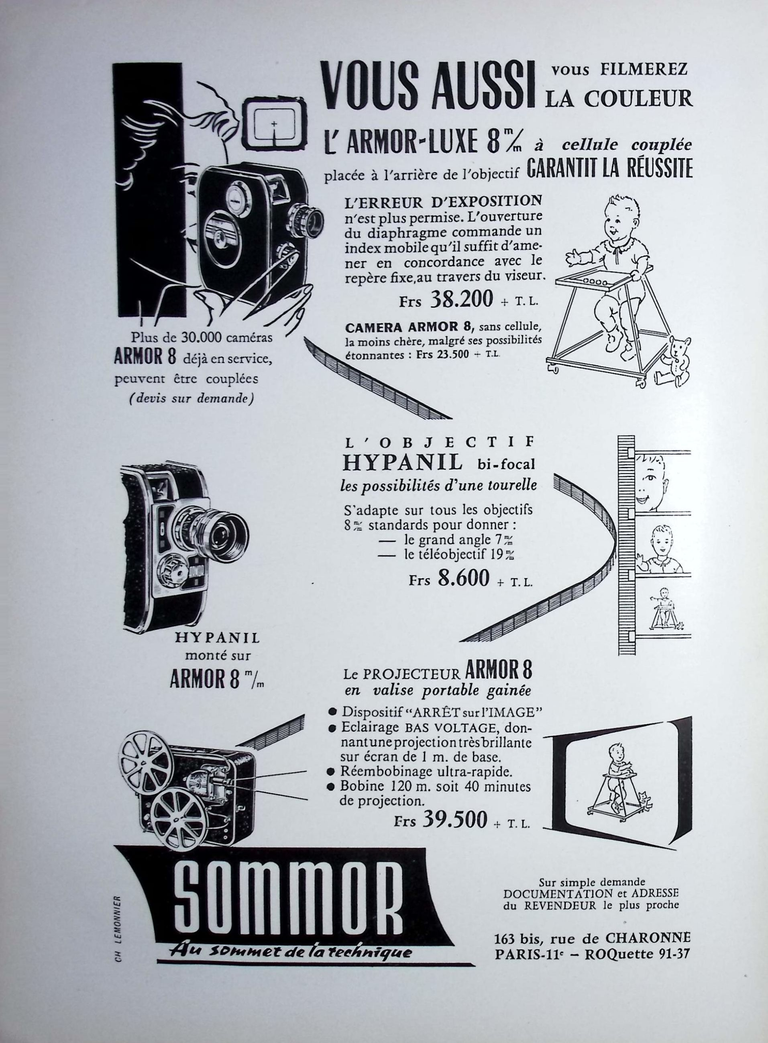 Sommor - Caméra Armor-Luxe, Objectif Hypanil, Projecteur Armor 8 - novembre décembre 1959 - Caméra huit n°13