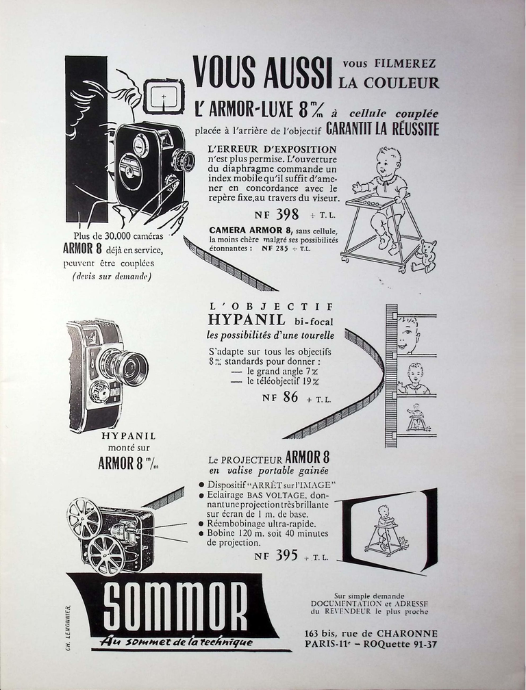 Sommor - Caméra Armor-Luxe, Objectif Hypanil, Projecteur Armor 8 - mai juin 1960 - Caméra huit n°16