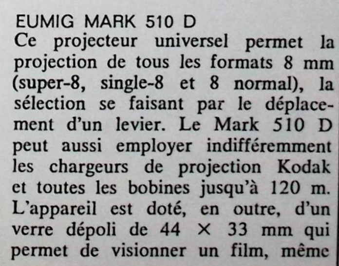 Eumig - Projecteur Mark 510 D - Photo - juin 1971