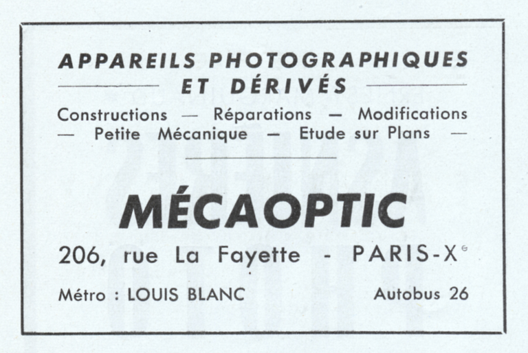 Publicité Mécaoptic - 1951