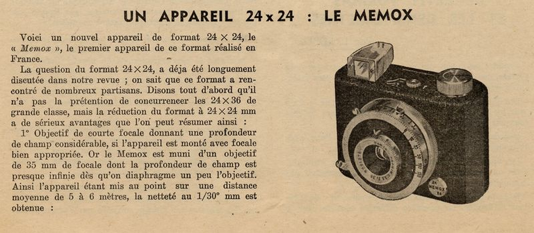 Alsaphot - Le Memox 24 x 24 - 1946