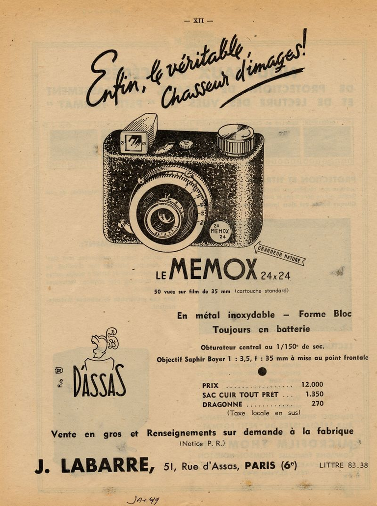Alsaphot - Le Memox 24 x 24 - 1949