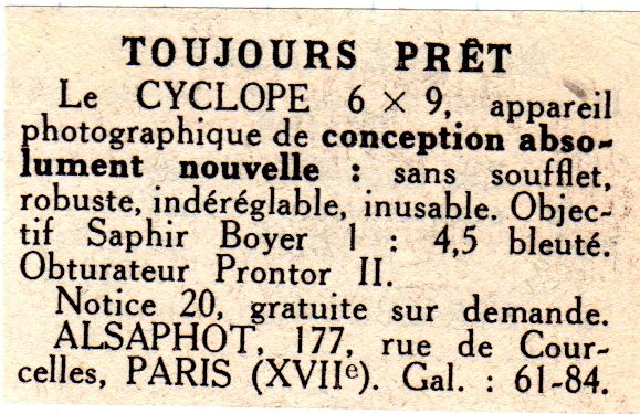 Alsaphot - Le Cyclope 6 x 9 - décembre 1950 - Sciences & Vie