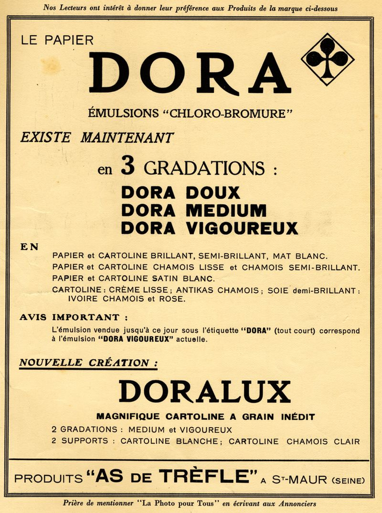 As de Trèfle - Papier photographique Dora, Doralux - 1936