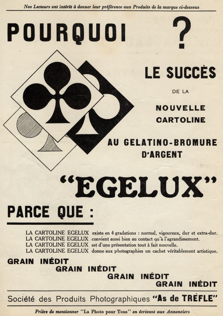 As de Trèfle - Papier photographique Egélux - 1937