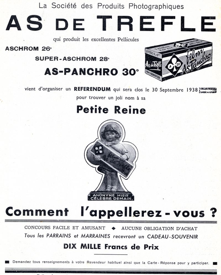 As de Trèfle - Pellicule Aschrom, Super-Aschrom, As-Panchro - 1938