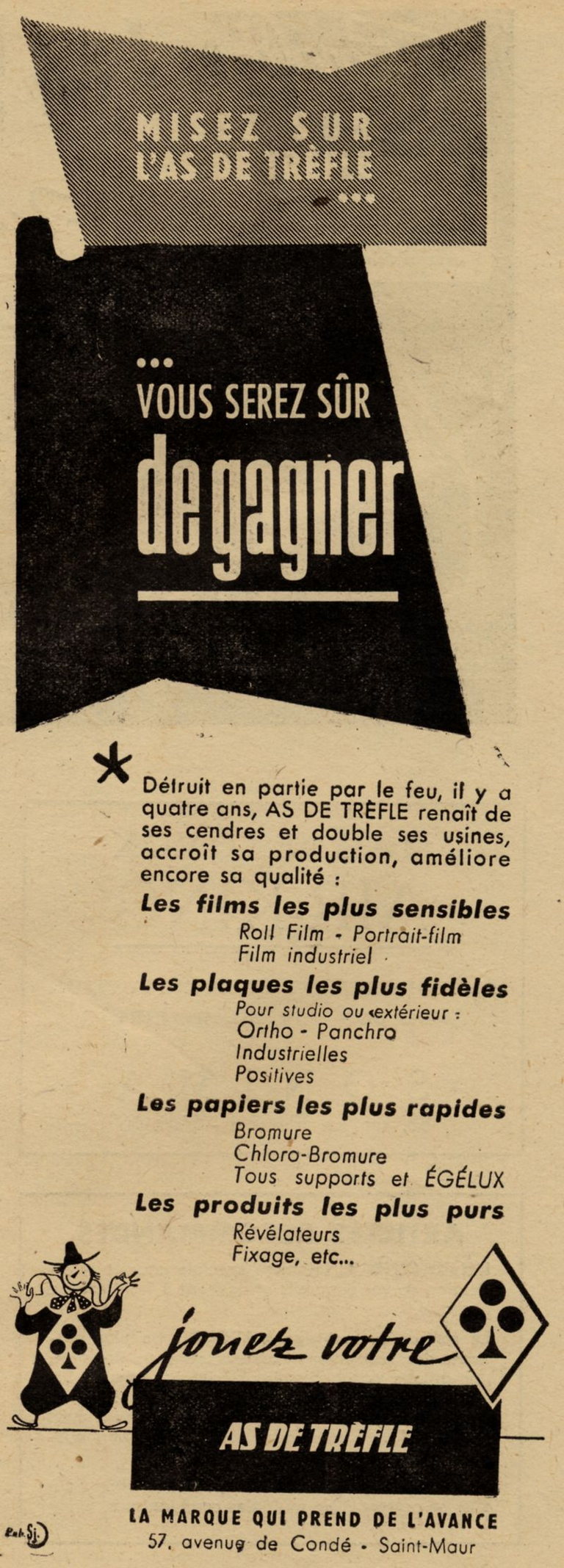 As de Trèfle - Plaques, Pellicules, Papiers, Produits - 1948