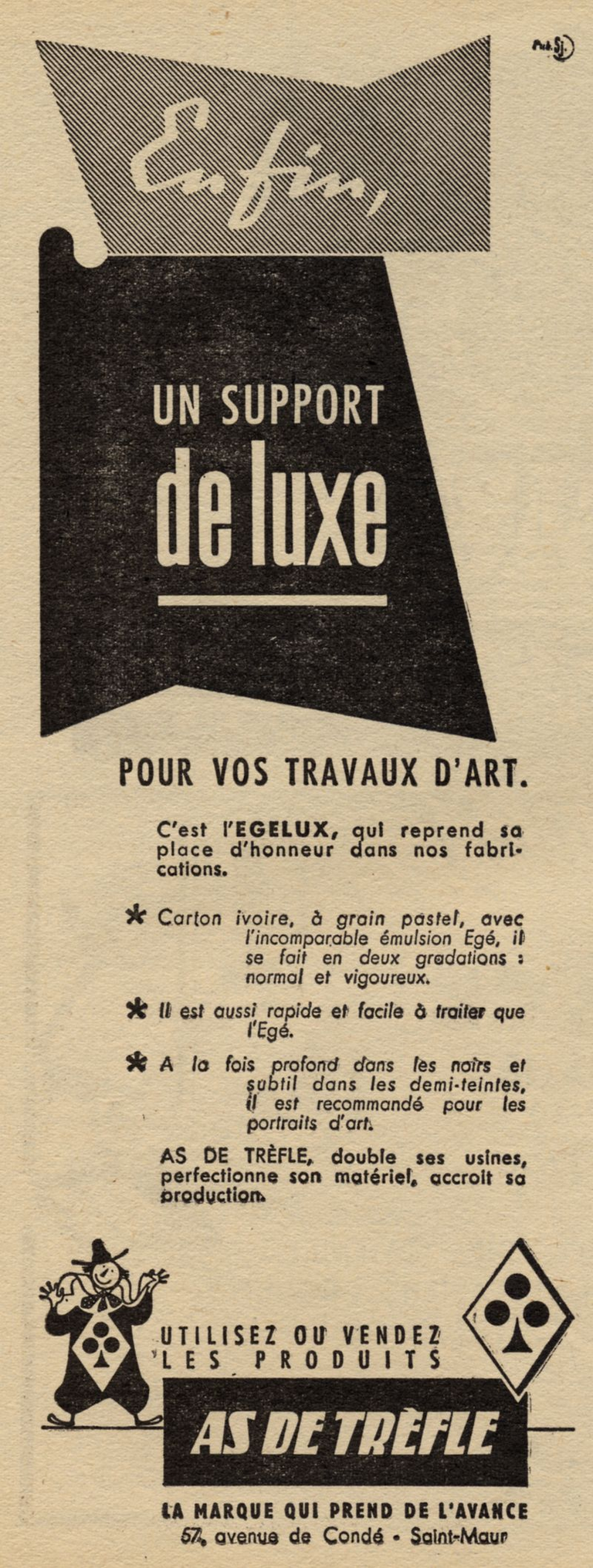 As de Trèfle - Papier Egélux - 1948