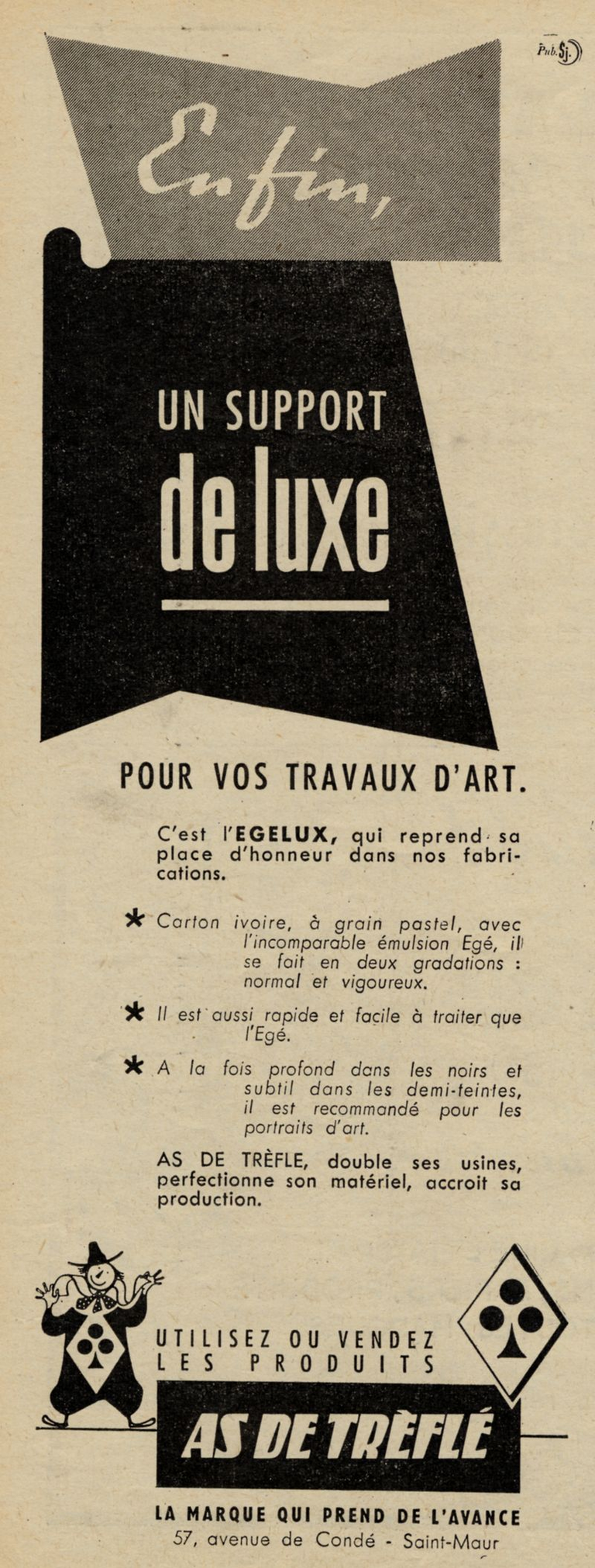 As de Trèfle - Papier Egélux - 1949