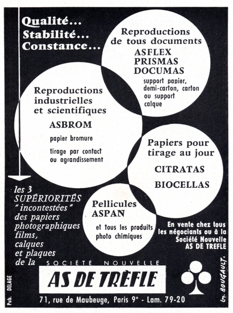 As de Trèfle - Papier Asbrom, Egé, Citratas, Biocellas, Asflex, Primas, Invarias, Documas, Pellicule Aspan, Aspan - 1959