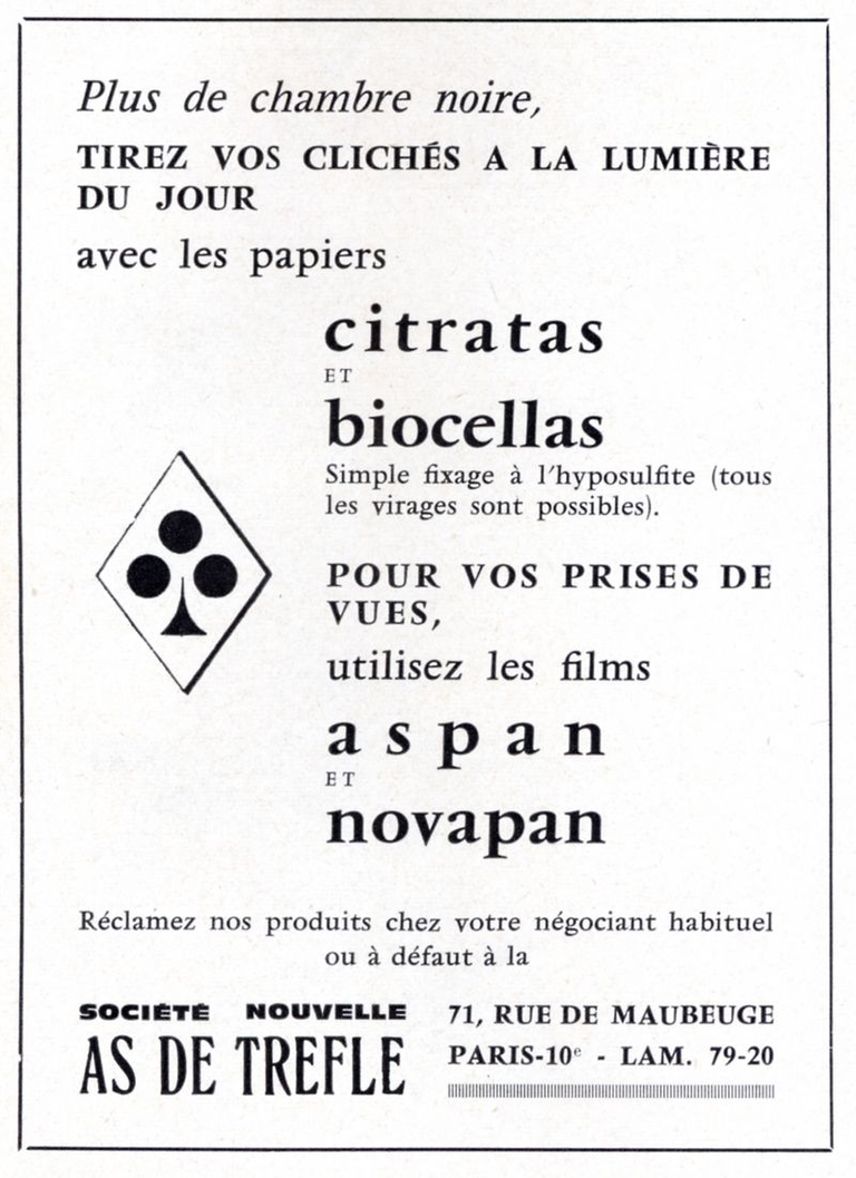 As de Trèfle - Papier Citratas, Biocellas, Pellicule Aspan, Novapan - 1960