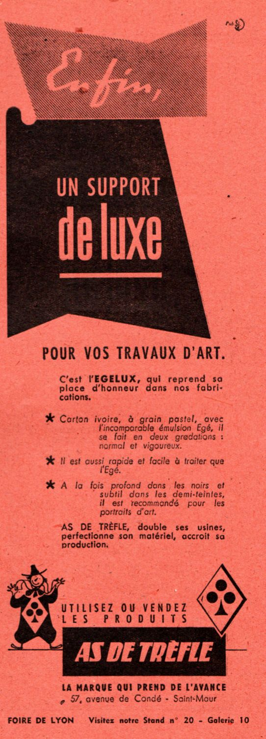 As de Trèfle - Papier Egélux - avril 1948 - Photo-Cinéma