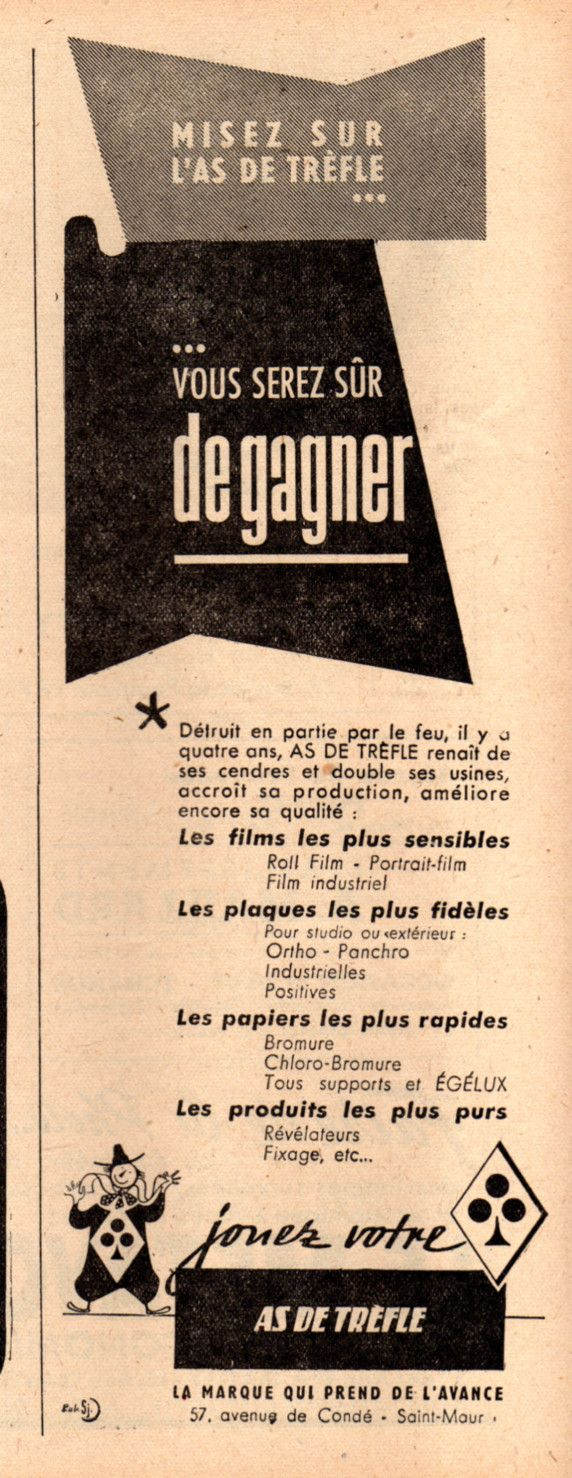 As de Trèfle - Plaques, Pellicules, Papiers - mai 1948 - Photo-Cinéma