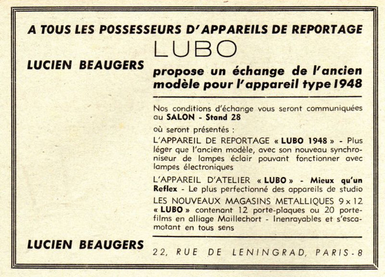 Beaugers - Lubo 48 - mars 1948 - Photo-Cinéma