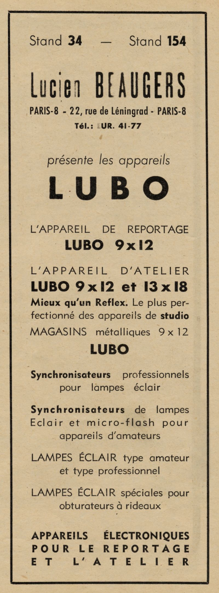 Beaugers - Lubo 48, synchronisateur, lampe éclair - 1949
