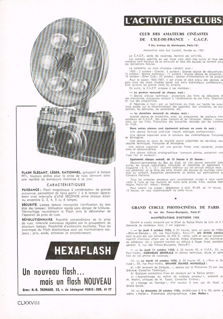 Beaugers - Hexaflash sur Foca Universel - octobre 1956 - Photo-Cinéma
