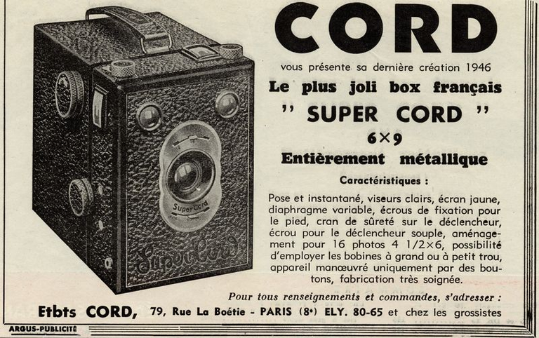 Cord - Super-Cord - janvier 1946 - Photo Cinéma