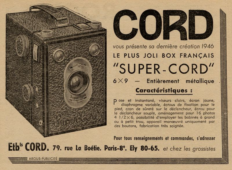 Cord - Super-Cord - mai 1946 - Photo Cinéma