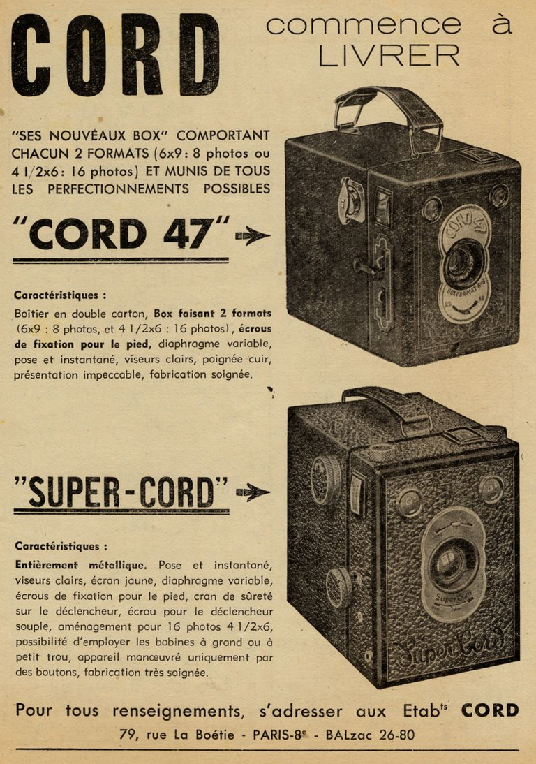 Cord - Cord 47, Super-Cord - janvier 1947 - Photo Cinéma