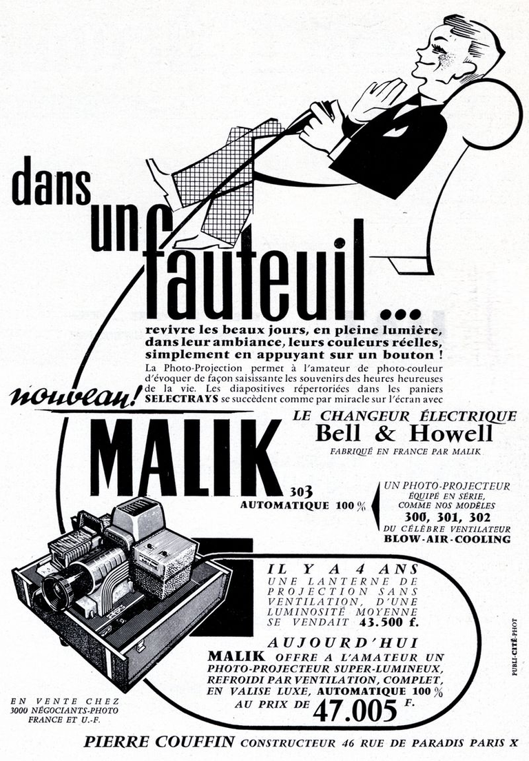 Couffin - Photo-Projecteur Malik 303, changeur Bell & Howell - 1959