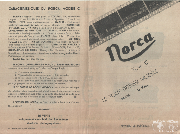 FAP - Dépliant Norca modèle C, Télémètre de poche