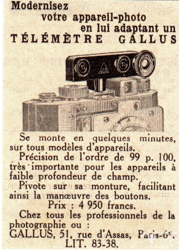 Gallus - Télémètre - avril 1951 - Photo-Cinéma