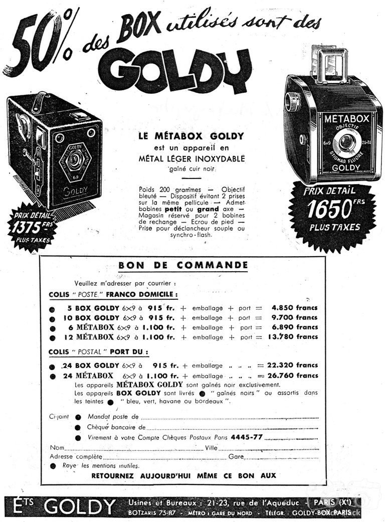 Goldy - Box Goldy, Fotobox - mai 1949 - Le Photographe