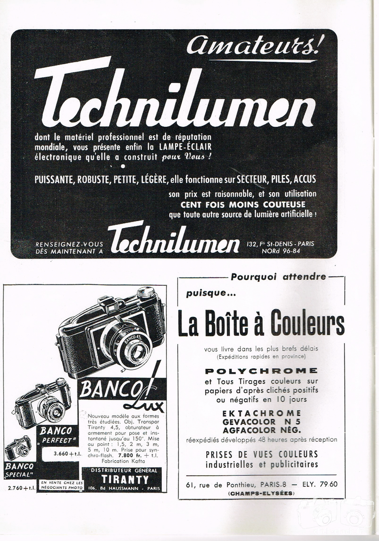 Kafta - Banco Lux, Banco Perfect, Banco Special - octobre 1953 - Photo-Cinéma