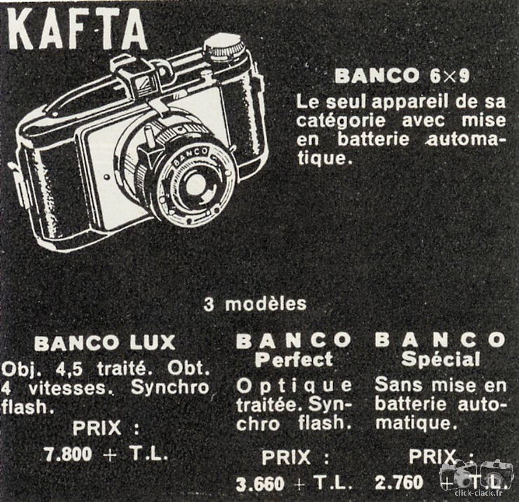 Kafta - Banco Lux, Banco Perfect, Banco Special - 1954