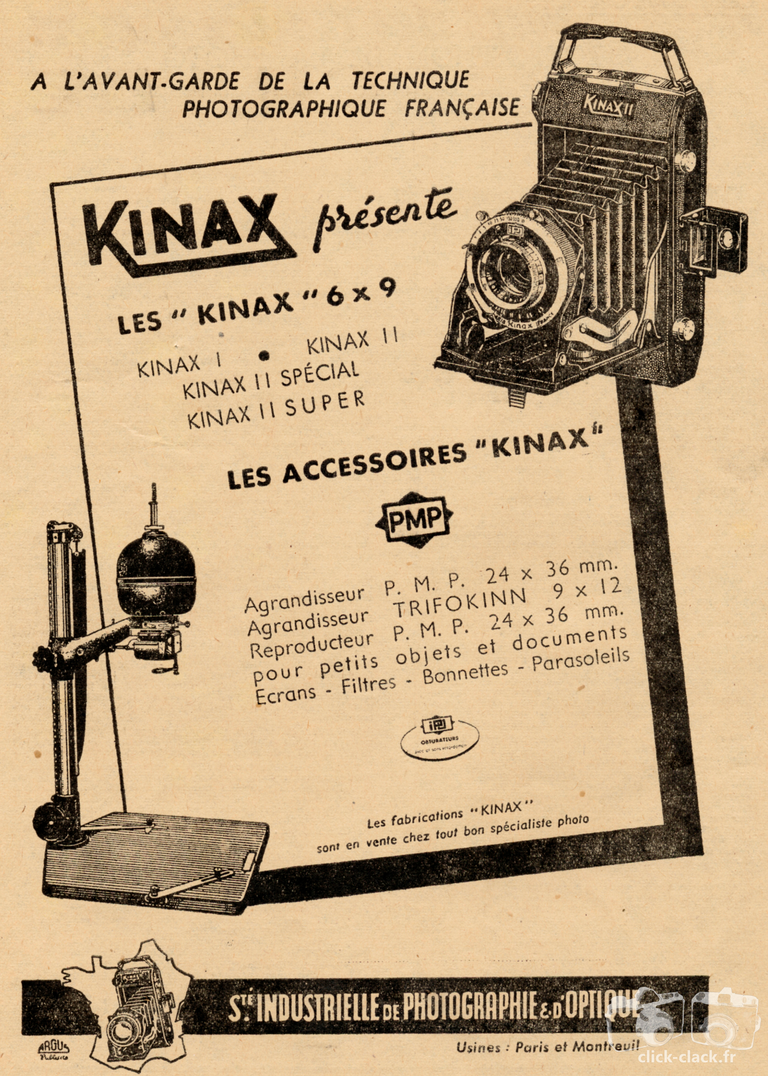 Kinax - Kinax I, Kinax II, Kinax II spécial, Kinax II Super, Agrandisseur P.M.P., Agrandisseur Trifokinn, Reproducteur P.M.P. - 1948