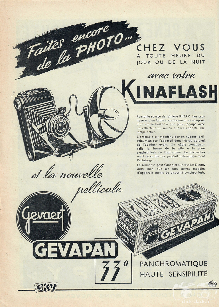 Kinax - Kinaxflash, Gevaert Gevapan 33° - janvier 1951 - Photo-Revue