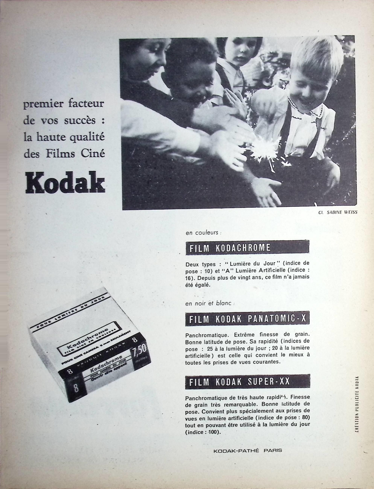 Kodak-Pathé - Film Kodachrome, Panatomic-X, Super-XX - novembre 1958 - Caméra huit n°7