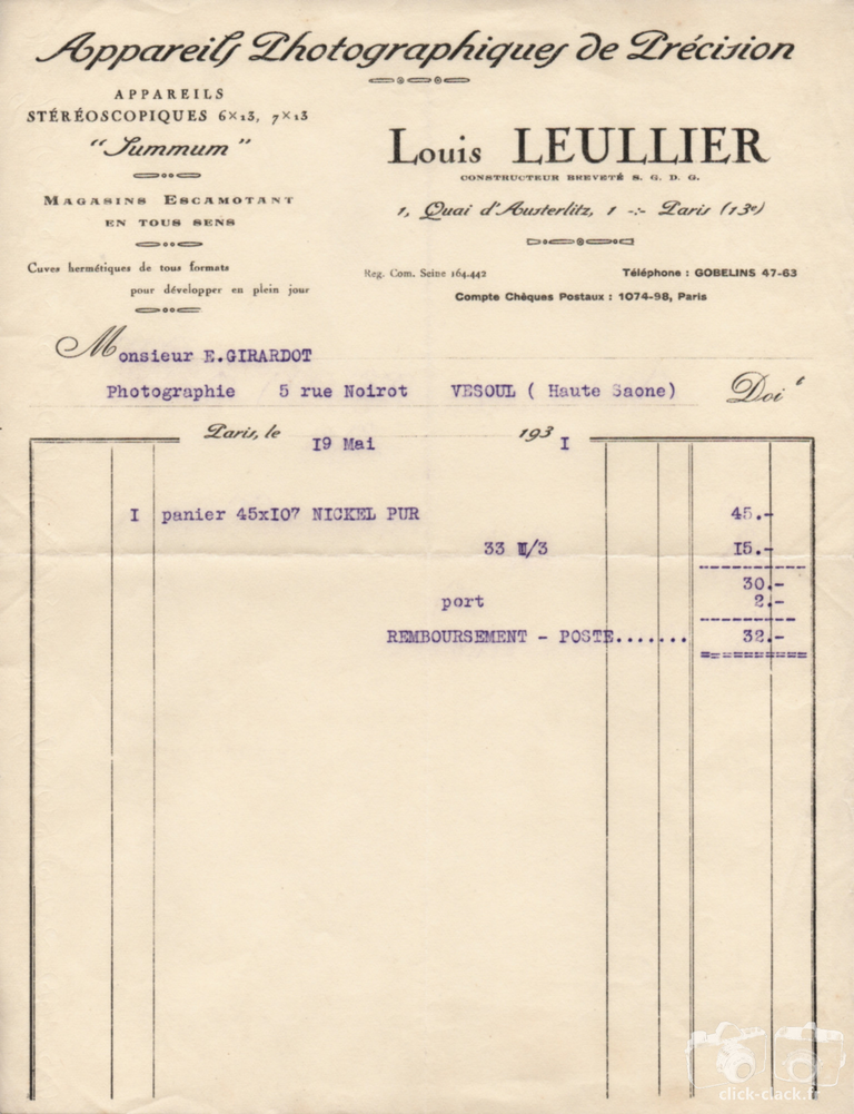 Leuillier - Summum - courrier du 19 mai 1931