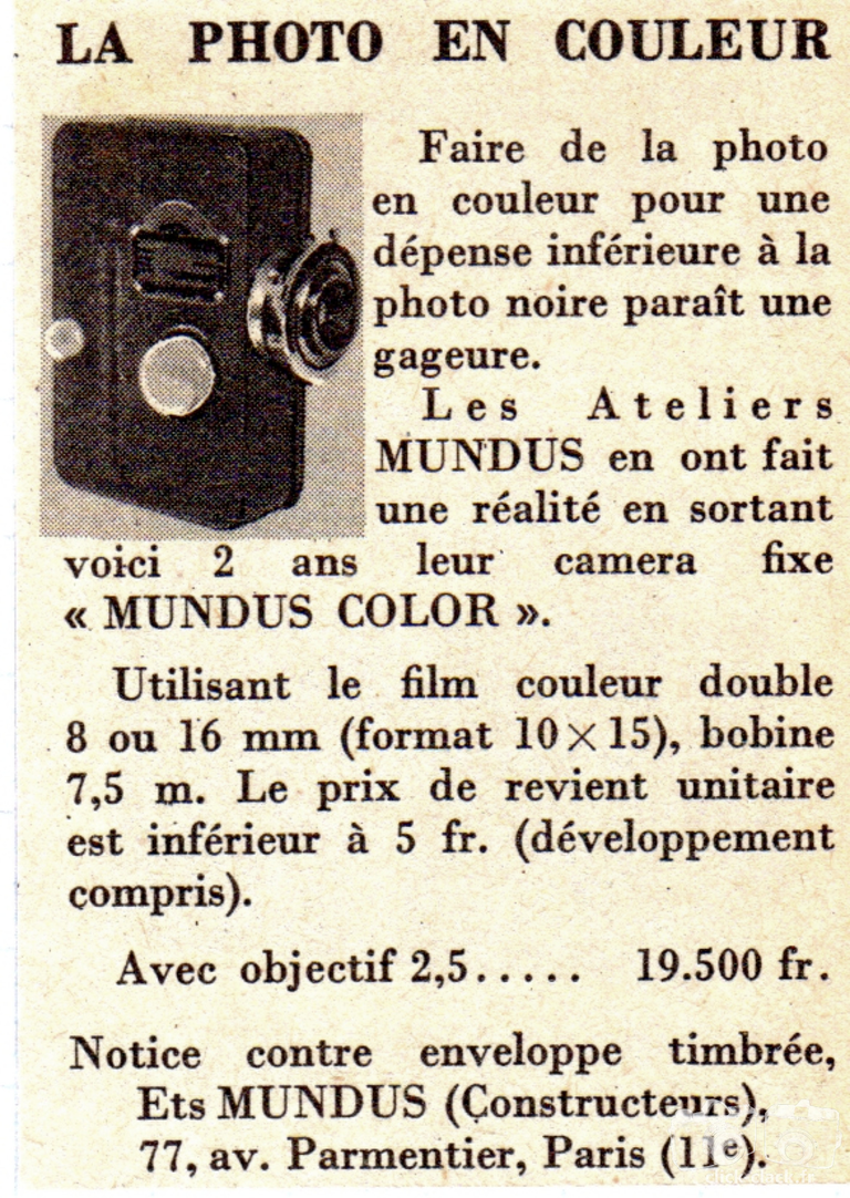 Mundus - Mundus Color - avril 1953 - Sciences & Vie