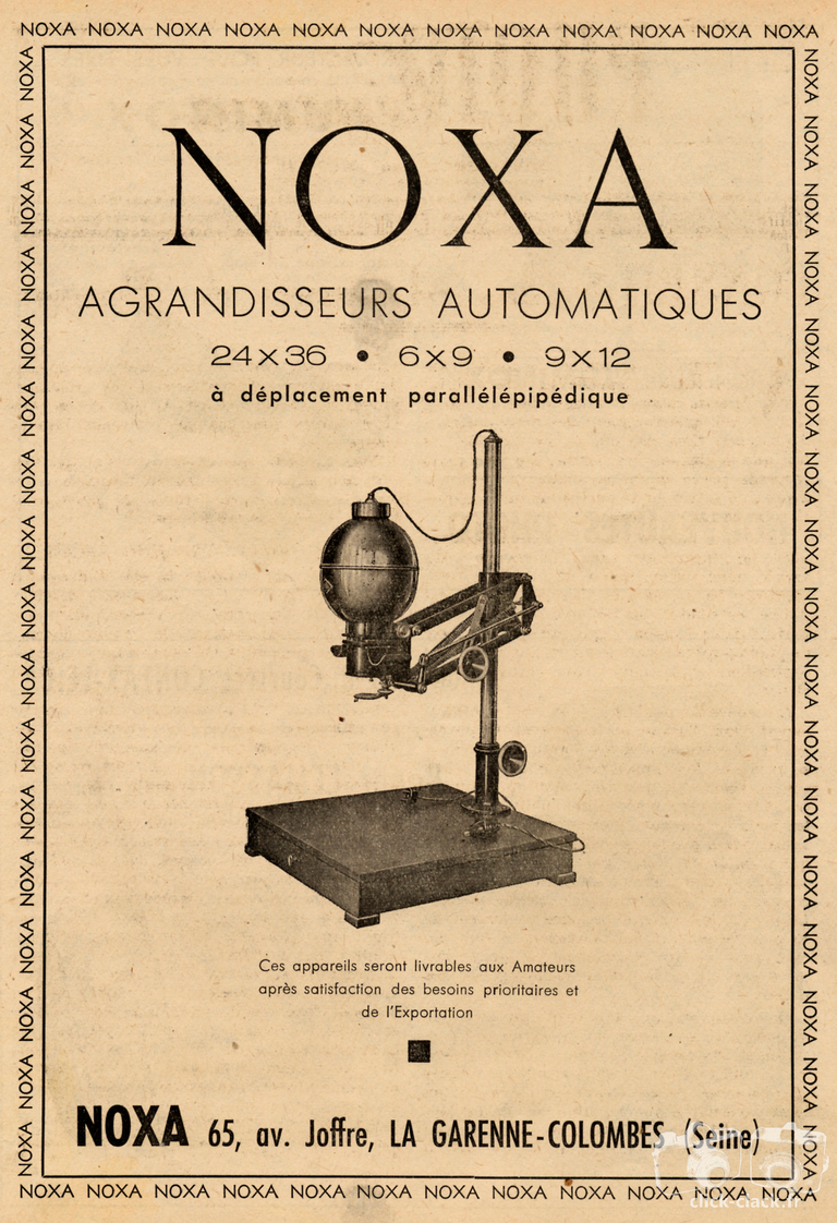 Noxa - Agrandisseurs Noxa automatiques - 1946